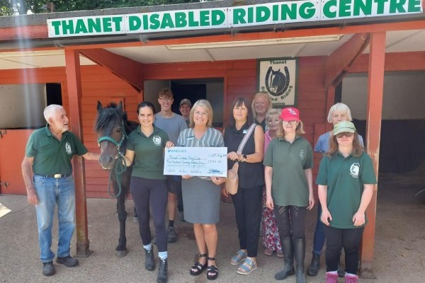 Chartwell House Team Donating Cheque to Thanet Disabled Riding Centre