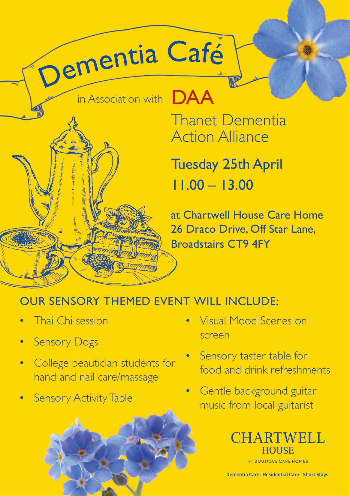 Chartwell House Hosts Thanet DAA on Tuesday 25th April from 11.00 to 13.00.