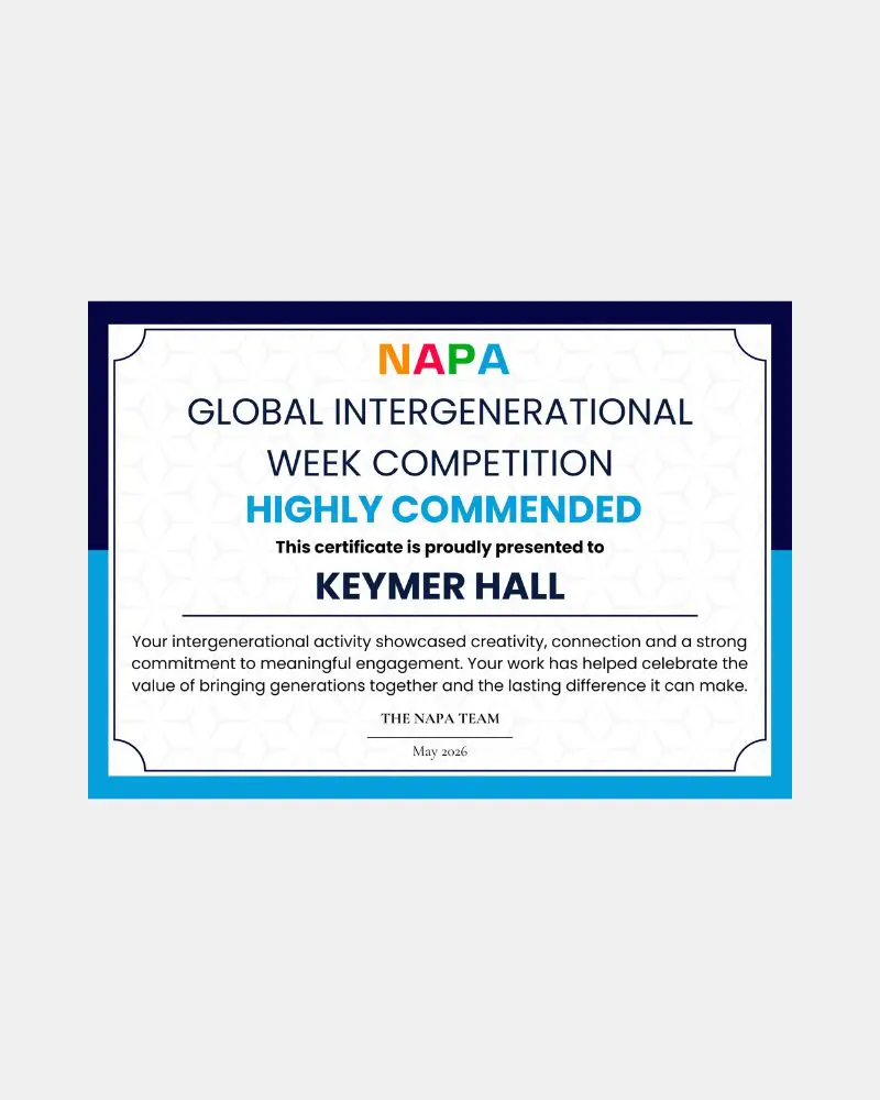 Highly Commended, NAPA Global Intergenerational Week Competition 2026