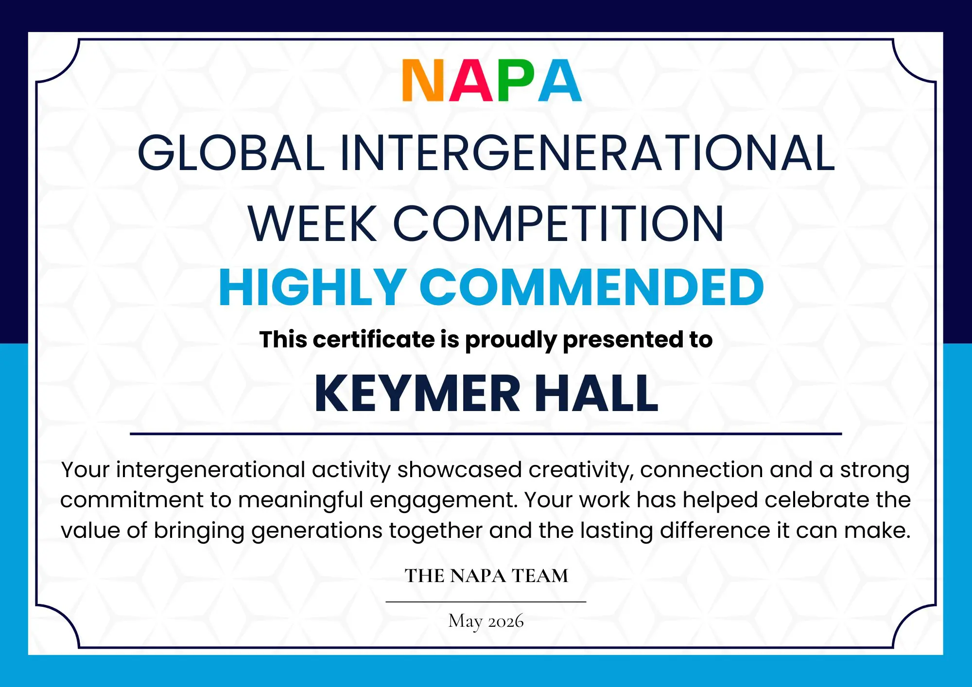 Keymer Hall Wins National Award for Intergenerational Activity