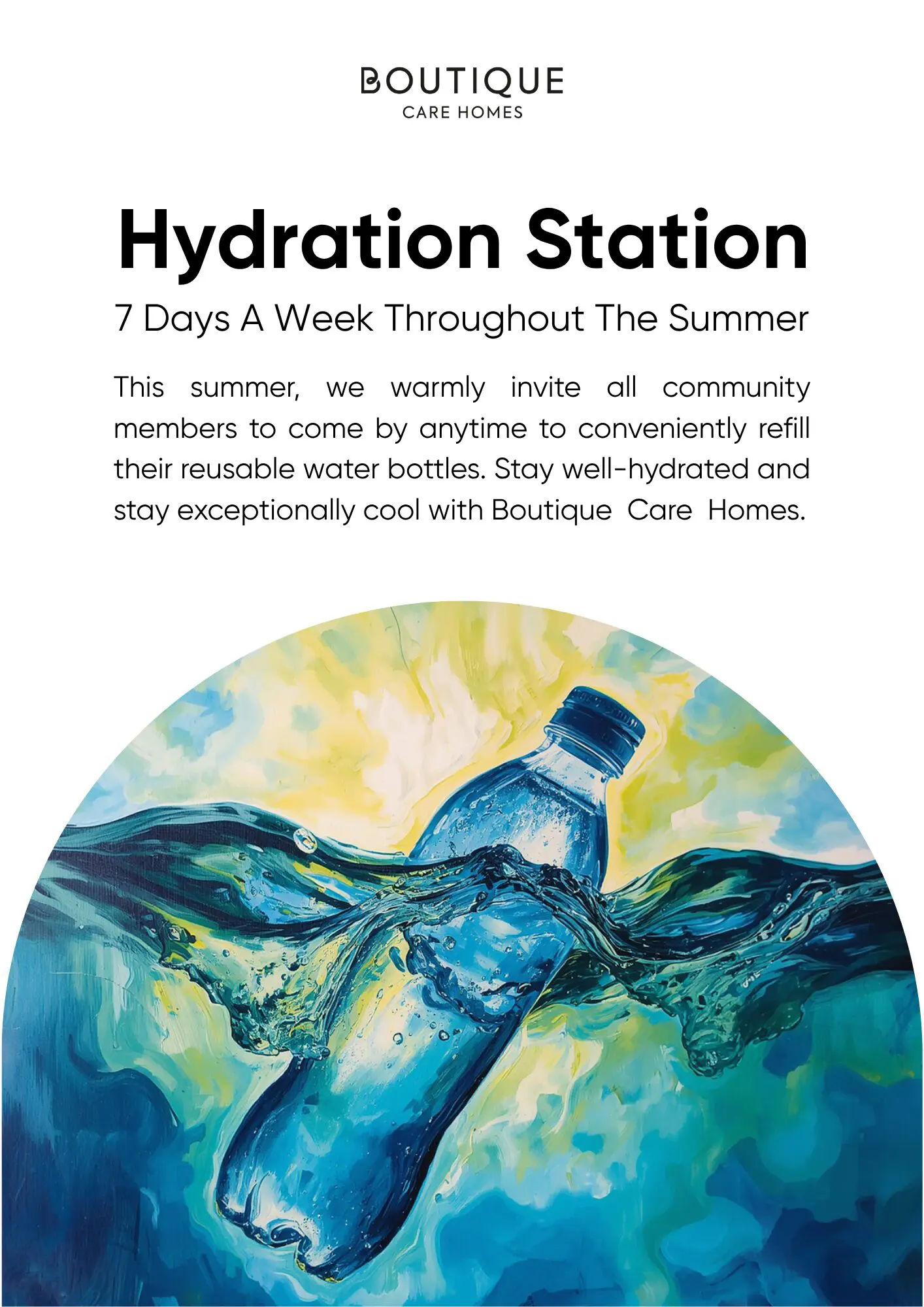Free Water Refills at Every Boutique Care Home This Summer